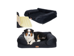 Καναπές Κρεβάτι Σκύλου και άλλων Κατοικιδίων, Ορθοπεδικός M, σε Μαύρο χρώμα, 80x65x19 cm