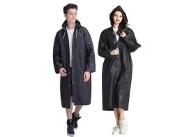 Verk Group Αδιάβροχο Poncho με Κορδόνι, Κουκούλα Και Τσέπη Από Eva, Σε Μαύρο Χρώμα, 68x120 cm