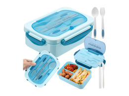 Aria Trade Φαγητοδοχείο με 3 Χωρίσματα, με Μαχαιροπίρουνα, από Πλαστικό, 21.3x14.5x7.5 cm