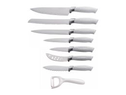 Royalty Line Σετ Μαχαίρια 8 τεμ και peeler με αντικολλητική επίστρωση σε λευκό χρώμα, RL-WHT7-W