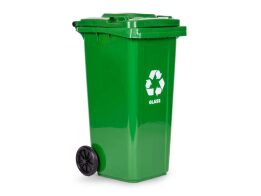 Κάδος Ανακύκλωσης Γυαλιού 120L με Καπάκι και Ρόδες σε Πράσινο Χρώμα, 47.5x54x94