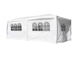 Gazebo Αδιάβροχο Κιόσκι Τέντα Κήπου Pavilion 3x6m με 6 Πλαϊνες Πλευρές σε Λευκό Χρώμα