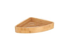 Aria Trade Ξύλινο Γωνιακό Ράφι Μπάνιου από Bamboo με Αυτοκόλλητη Στήριξη, 21x21 cm