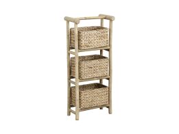 Ξύλινη Ραφιέρα Μπάνιου από Bamboo με 3 Πλεκτά Καλάθια από Φυσικό Υάκινθο, 39x23x91 cm