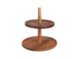 Excellent Houseware Διώροφη Πιατέλα Σερβιρίσματος Ορντεβιέρα από Ξύλο Ακακίας Ύψους 23 cm