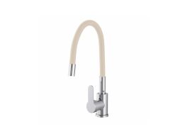 Aria Trade Μπαταρία Κουζίνας 58 cm με Εύκαμπτο Ρουξούνι 360° σε Μπεζ Χρώμα