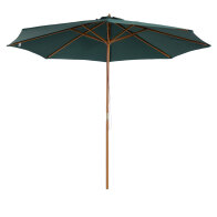 Outsunny Garden Parasol Φ300 x 250Acm με άνοιγμα σχοινιού, 8 νευρώσεις και ξύλινο κοντάρι, σκούρο πράσινο 01-0243