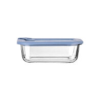 Estia Φαγητοδοχειο Colorseal Γυαλινο 370ml 16.3x12.3x6.2cm Με Καπακι Σιλικονησ Μπλε  01-26516