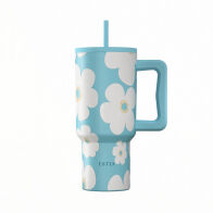 Estia Θερμοσ Straw Tumbler Xl Save The Aegean 900ml Blue Daisy  01-41618