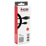 Καλώδιο Σύνδεσης USB 2.0 inos USB A σε Micro USB 2m Μαύρο