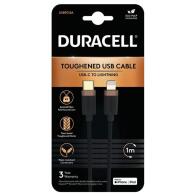 Καλώδιο Σύνδεσης USB 2.0 Duracell Braided Kevlar USB C σε MFI Lightning 1m Μαύρο