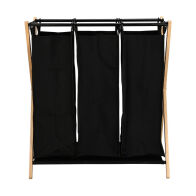 Estia Καλαθι Απλυτων Bamboo Essentials 102lt 3 Θεσεων 68x40x76cm Μαυρο  02-26967