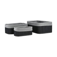 Estia Καλαθι Οργανωσησ Bamboo Essentials Me Επενδυση Σετ 3τεμ. Μαυρο  02-34603