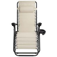BAKAJI  Πτυσσόμενη Πολυθρόνα Κήπου Βαρύτητας Μηδέν από Ατσάλι και Ύφασμα Οξφόρδης με Δίσκο Μπεζ  02011801