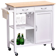 BAKAJI  Ξύλινο Πολυλειτουργικό Τρόλεϊ Κουζίνας 88.5 x 40 x 86 cm 02013057