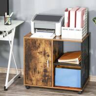 BAKAJI  Κινητό Mobiletto Εκτυπωτής Ξύλο MDF και Μέταλλο 3 Ράφια + Πόρτα Μοντέρνος Σχεδιασμός  02813609