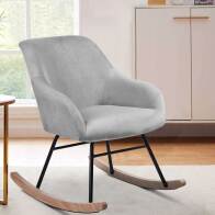 BAKAJI  Πολυθρόνα Καρέκλα Κουνιστή Χαλάρωσης Υφασμάτινη και Μεταλλική Επενδυμένη Μοντέρνου Σχεδιασμού Γκρι  02814221