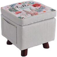 STAKMANN Πουφ αποθήκευσης πολλαπλών χρήσεων από ύφασμα, υποπόδιο, σκαμπό και μπαούλο, χρώμα γκρι.  02815332