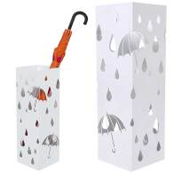 BAKAJI  Σταντ Ομπρελοθήκης Σιδερένιο Τετράγωνο Λευκό με Δοχείο Συλλογής Σταγόνων  02816621