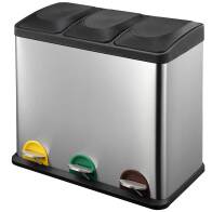 BAKAJI  Κάδος Ανακύκλωσης 54 ΛΤ Ατσάλι 3 Χώροι Κάδος Απορριμμάτων με Πεντάλ  02824806