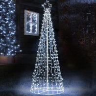 BAKAJI  Φωτεινό Χριστουγεννιάτικο Δέντρο 224cm 592 LED Ψυχρό Λευκό 8 Εφέ Φωτισμού Μεταλλικό Εξωτερικού Χώρου  02826170