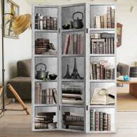 BAKAJI  Παραβάν 3 Πάνελ με Εκτύπωση Μπρος-Πίσω Βιβλιοθήκη Διαχωριστικό 180x120cm  02831940