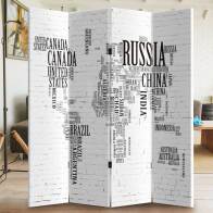 BAKAJI  Παραβάν 4 Πάνελ με Εκτύπωση Μπρος-Πίσω Υδρόγειος 180x160 Διαχωριστικό  02831948