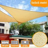BAKAJI  Τρίγωνη τέντα σκίασης κήπου 5x5μ από HDPE σε μπεζ χρώμα.  02832413