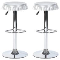 BAKAJI  Σετ 2 Σκαμπό Μπαρ Κουζίνας Καθίσματα Σχήμα Καπάκι Μπουκαλιού Περιστρεφόμενο Σκαμπό Ασημί  02832793
