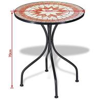 BAKAJI  Σετ Τραπέζι + Πτυσσόμενες Καρέκλες Μωσαϊκό Έπιπλα Εξωτερικού Χώρου Κήπου Μεταλλικό Με Μαξιλάρι  02834542