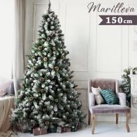 BAKAJI  Χριστουγεννιάτικο Δέντρο Χιονισμένο Marilleva 150cm 522 Κλαδιά Πολύ Πυκνό με Κουκουνάρια  02834897
