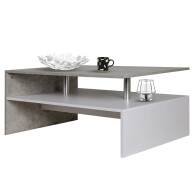 BAKAJI  Ορθογώνιο Τραπέζι Καθιστικού Μοντέρνου Σχεδιασμού Ξύλο MDF 2 Ράφια Λευκό  02838552