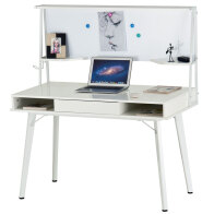 BAKAJI Γραφείο με Μαγνητικό Πίνακα Συρτάρι Τραπέζι Υπολογιστή Ξύλο Λευκό  02838567