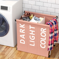 BAKAJI Καλάθι Απλύτων 3 Διαμερισμάτων Πτυσσόμενο Μεταλλικό και Υφασμάτινο Ταούπ  02839080