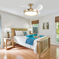 BAKAJI  Ανεμιστήρας Οροφής με Φωτιστικό 4 Αναδιπλούμενες Λεπίδες Τηλεχειριστήριο 106 εκ. Μπρονζέ  02839202