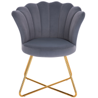 Bakaji 02839291 Πολυθρόνα με Πλάτη και Κάθισμα από Βελούδο Γκρι