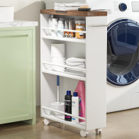 Shally Dogan Λευκή Ραφιέρα Λεπτή Εξοικονόμησης Χώρου Κουζίνας με 4 Ρόδες  02840235