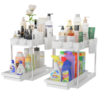 BAKAJI  Σετ 2 Οργανωτές Υπονιπτήριου Λευκό Μπάνιο Κουζίνα Συρόμενο Συρτάρι Εξοικονόμησης Χώρου 02840739