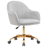 BAKAJI  Καρέκλα Γραφείου από Γκρι Βελούδο Πολυθρόνα Επενδυμένη για Γραφείο με Χρυσή Βάση  02840768
