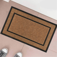 BAKAJI  Ορθογώνιο χαλάκι εισόδου από ίνες καρύδας και καουτσούκ 45 x 75cm Μπεζ και Καφέ  02840874