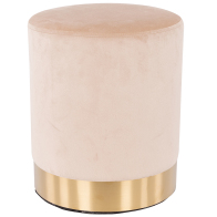 Shally Dogan Πουφ υποπόδιο από μπεζ βελούδο με ξύλινη δομή 31x31x38 εκ. Χρυσή μεταλλική βάση.  02841266
