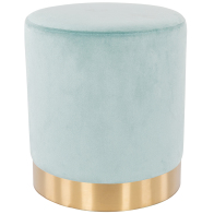 Shally Dogan Πουφ υποπόδιο από βελούδο σε ακουαμαρίνα, ξύλινη κατασκευή 31x31x38cm, χρυσή μεταλλική βάση.  02841270
