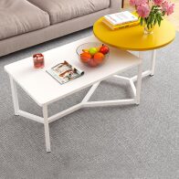 Shally Dogan  Χαμηλό Τραπέζι Καφέ με 2 Ράφια Σχεδιασμού Πολυτελείας για Σαλόνι σε Λευκό και Κίτρινο 02841336
