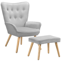 Bakaji Πολυθρόνα με Σκαμπό Σαλονιού Βελούδινη 02841565 Γκρι