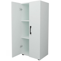 Pratiko 02842028 Πολυχρηστικό Έπιπλο με 2 Πόρτες και 3 Ράφια 49x32x108.5εκ. Λευκό Ξύλο με Μαύρες Λαβές