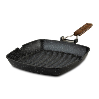 NAVA Γκριλιέρα - σχαροτήγανο "Nature" με πτυσσόμενο χερούλι και αντικολλητική επίστρωση stone 28cm