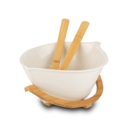 NAVA Σαλατιέρα πορσελάνινη με ξύλινη βάση "Terrestrial" 30cm