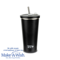 NAVA Θερμός ποτήρι με ανοξείδωτο καλαμάκι "We Care" μαύρο 520ml