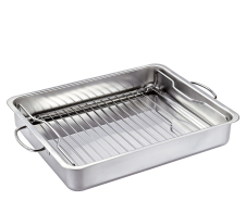 Kuchenprofi Ταψι Παραλληλόγραμμο με Σχαρα και Λαβες 40X32Χ5,7cm Inox