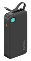 USAMS power bank CD224 με καλώδιο USB-C 2x θύρες εξόδου 10000mAh 20W μαύρο